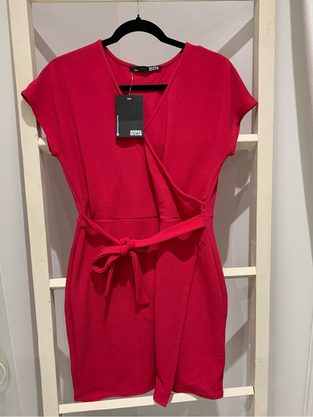 Rebel Sugar Bright hot pink Tie-Waist Mini Dress